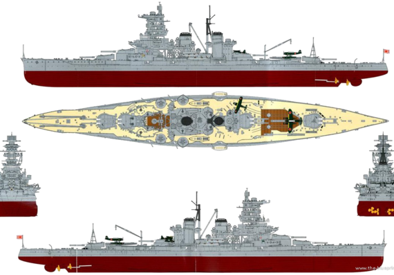 Боевой корабль IJN Haruna [Battleship] - чертежи, габариты, рисунки